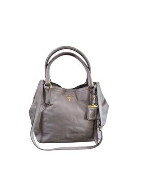 Prada Taupe Leather Tote with Shoulder Strap